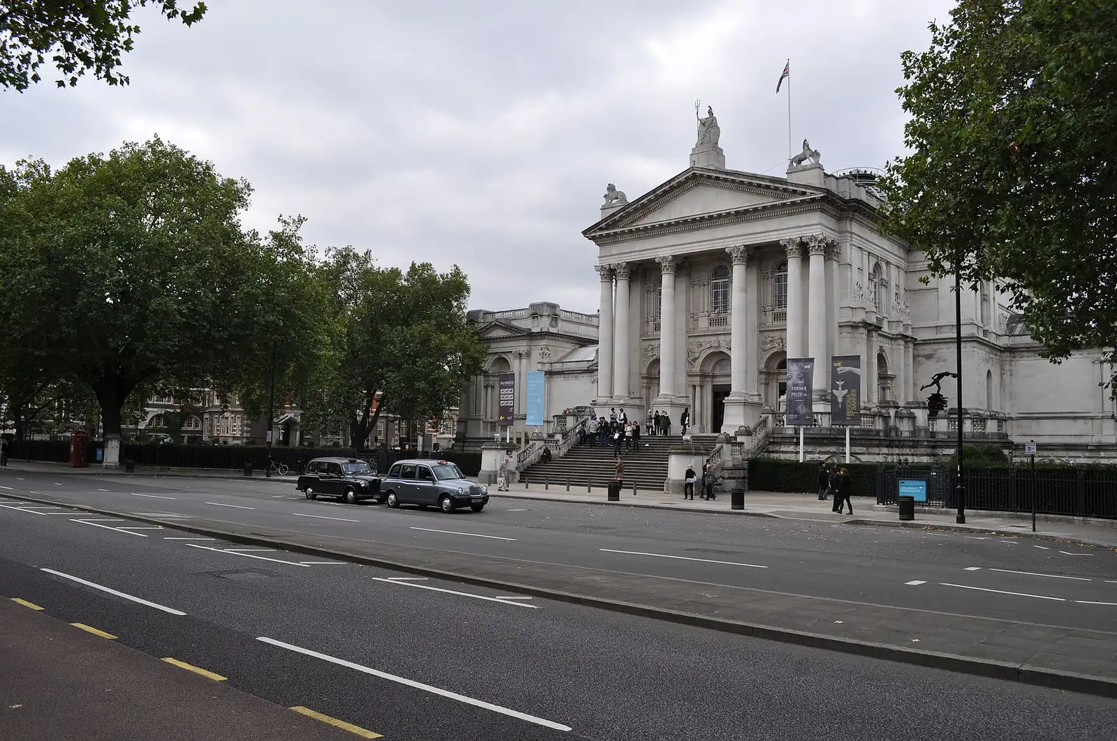 The neoclassical portico and steps of Tate Britain on Millbank, London